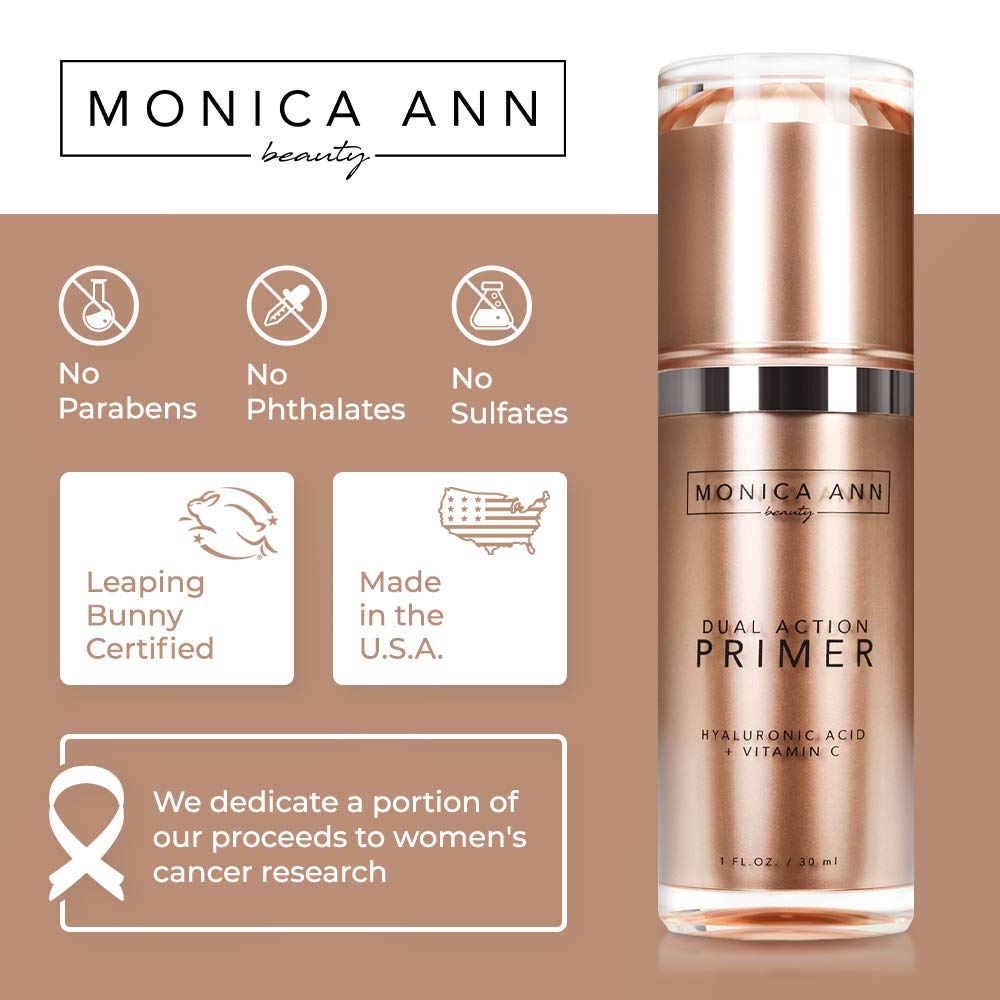 Dual-Action Face Primer - 30 mL | Hydrating Makeup Primer With Vitamin C & Hyaluronic Acid | Smoothing Translucent Matte Pore Minimizer | Foundation Primer For Any Skin Tone