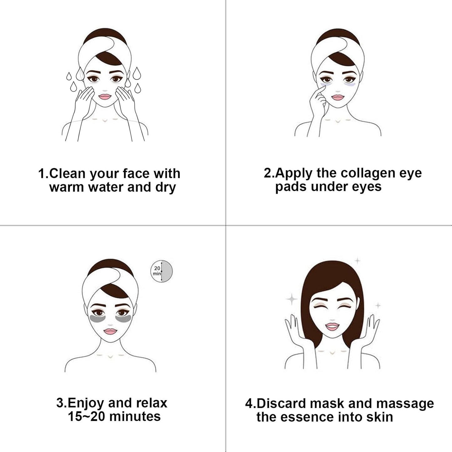 White Collagen Eye Mask, 30 Pairs Crystal Gold Under Eye Patches For Puffy Eyes and Dark Circles – Look Less Tired and Reduce Wrinkles and Fine Lines (White)