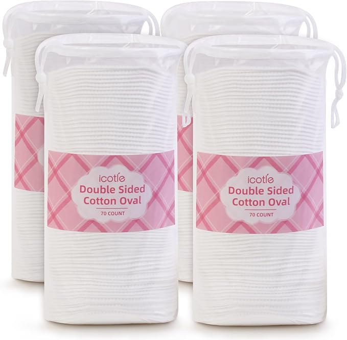 Large Oval Cotton Pads, 280 Count, 3-Layer Dual Textured Design, Lint-Free and Extra Soft, Ideal for Makeup Removal, Facial Cleansing, Toner Application, and Skincare for All Skin Types