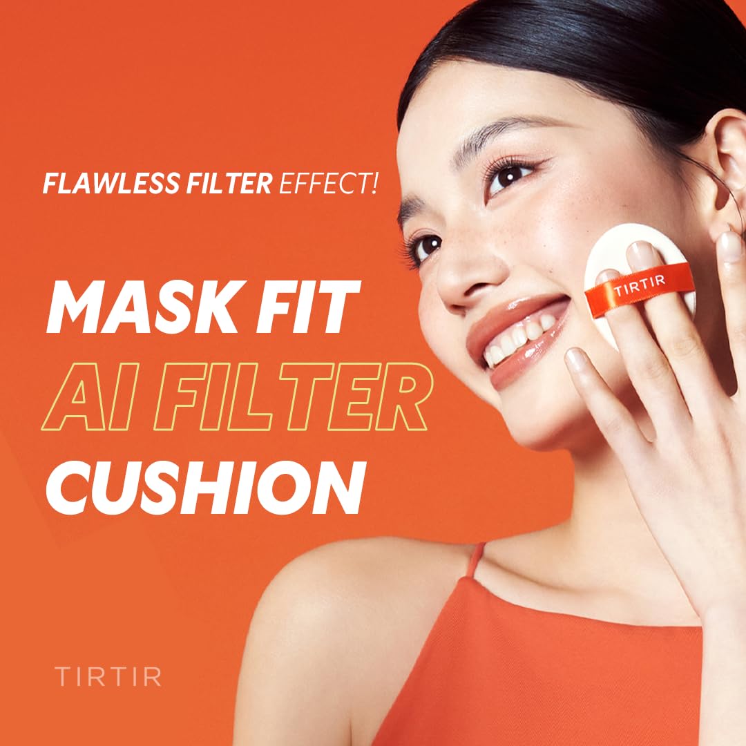 [*Mini Size*] TIRTIR Mask Fit Ai Filter Cushion Foundation | AI-Like Semi-Matte Finish - Up to 72-Hour Medium to Full Coverage Korean BB Cushion Make up Beauty, #37N Peanut Almond, 0.15 Fl Oz
