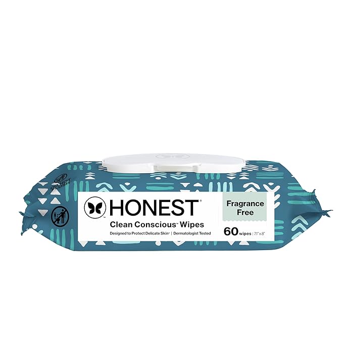 The Honest Company Hypoallergenic Multi-Use Baby Wipes for Sensitive Baby Skin, Balance Blues, 60 Count