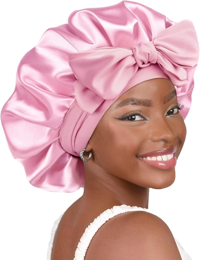 YANIBEST Adjustable Satin Bonnet for Sleeping Women Double Layer Hair Wrap Reduce Friction Prevent Frizz Natural Curly Hair