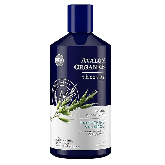 Avalon Organics Biotin Shampoo - Therapy B-Complex Thickening Shampoo for an Energized Scalp & Fuller, Thicker-Looking Hair, 14 Fl Oz