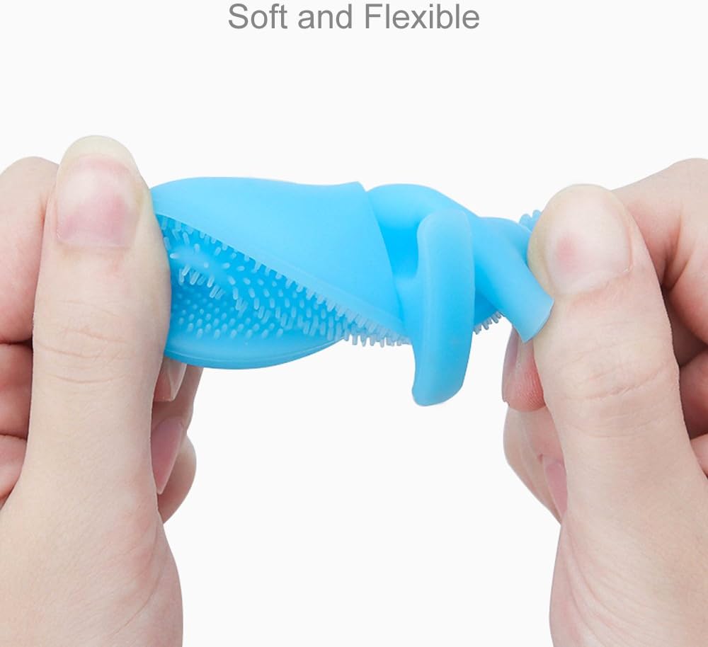 INNERNEED Super Soft Silicone Face Cleanser and Massager Brush Manual Facial Cleansing Scrubber Handheld Wash Pad for Sensitive, Delicate, Dry Skin (Pack of 4)