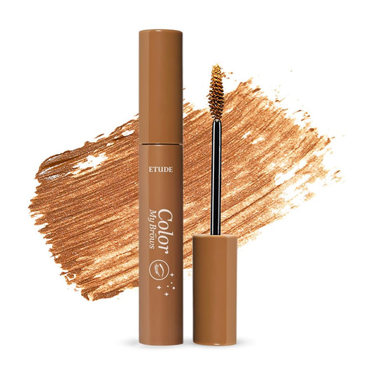 ETUDE Color My Brows Big Size, Brow Mascara, 3D Natural Coloring, Beeswax & Carnauba Wax, Moisturizing Brow Care, Eyebrow tint, Soft Gel Texture, Korean Makeup, Beauty, Light Brown (0.304 Fl Oz)