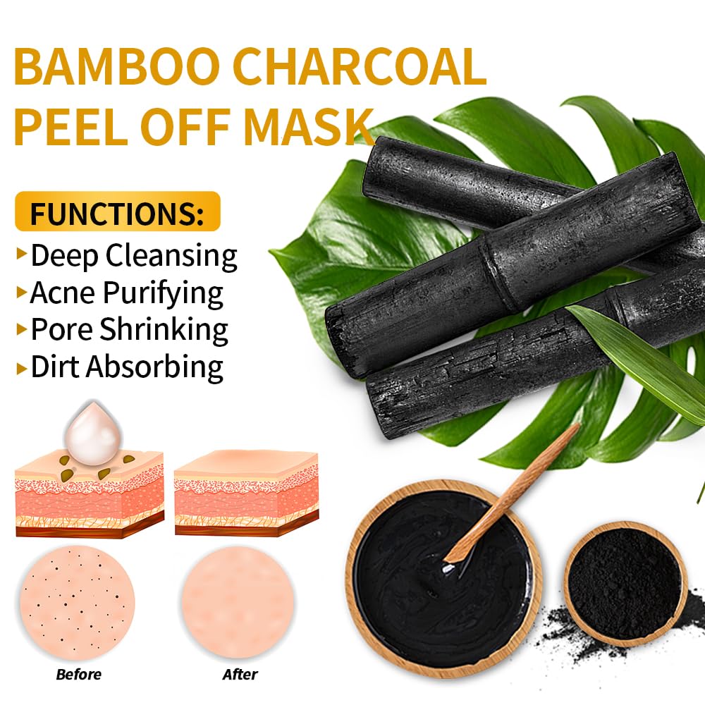 Blackhead Remover Mask, Purifying Charcoal Face Mask for Deep Cleansing Blackheads, Dirt, Pores, Excess Oil, Peel Off Black Mask for Men and Women (3.38 fl. oz)