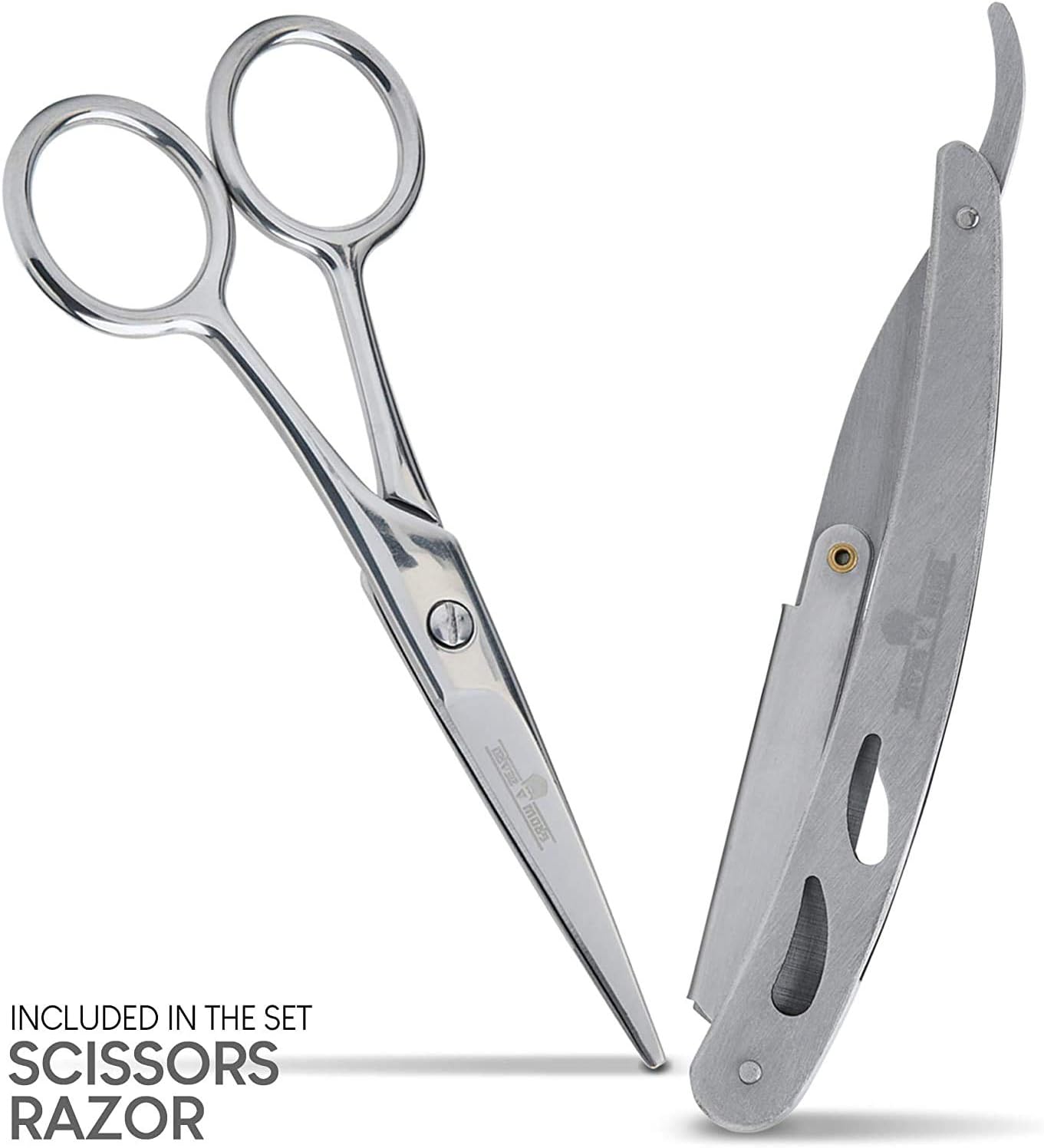 Beard Straightener Grooming Kit for Men, Beard Growth Kit, Wash, Brush & Comb, Unscented Growth Oil, All Natural Chanel Balm, Conditioner, Razor & Scissors, Great Gift Idea for Men's (Bamboo)