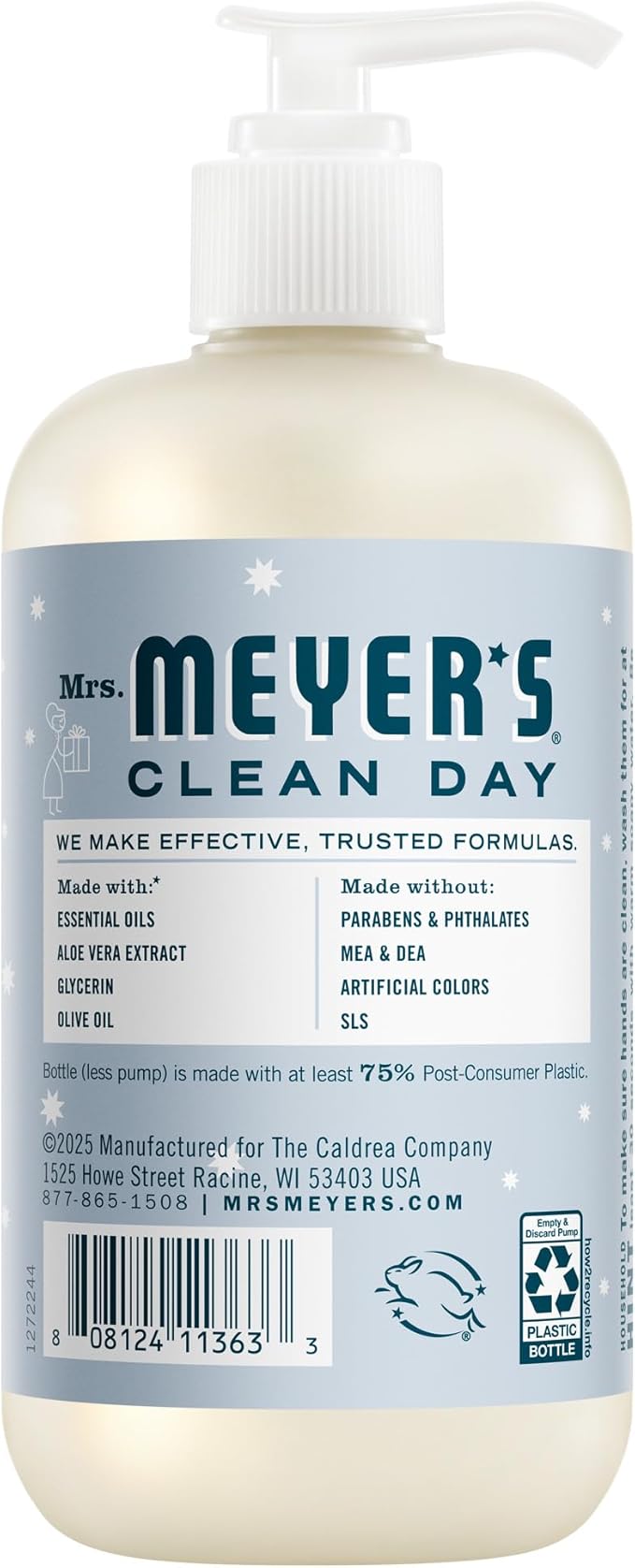 MRS. MEYER'S CLEAN DAY Hand Soap, Made with Essential Oils, Snowdrop, 12.5 fl. Oz (Pack of 3)