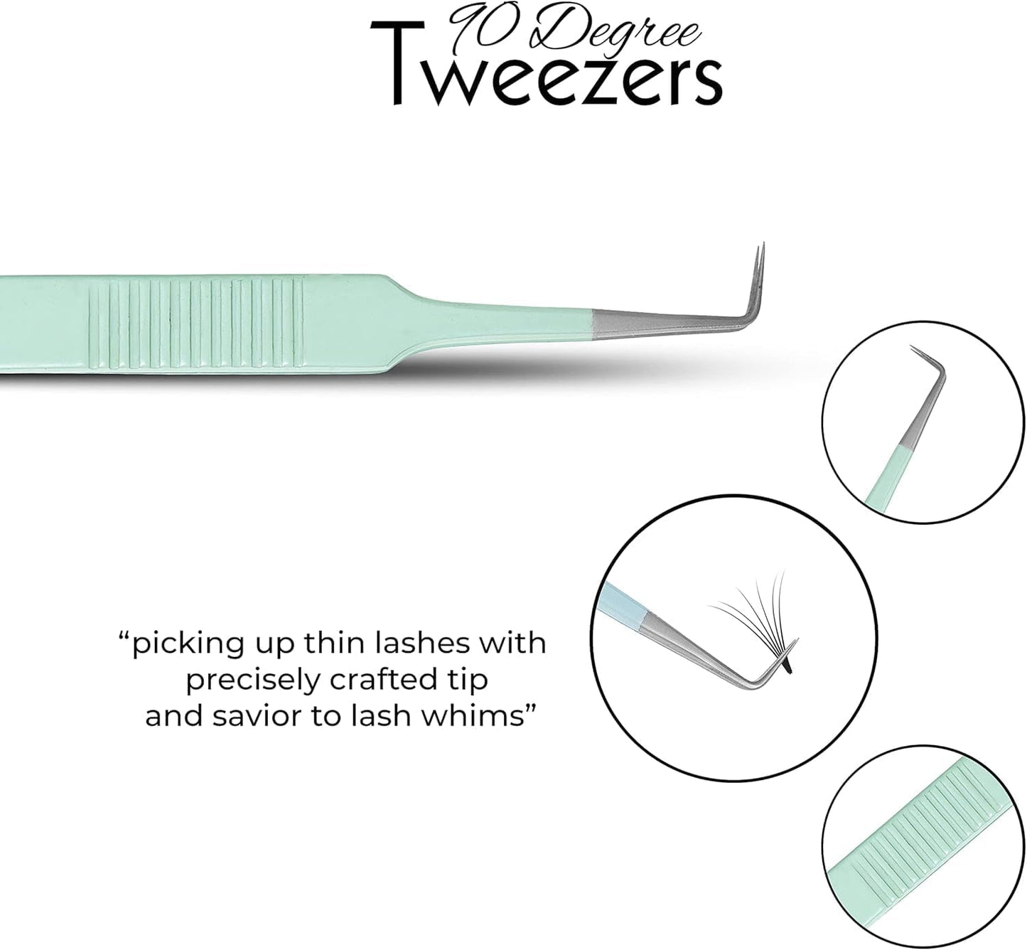 SIVOTE Lash Tweezers for Eyelash Extensions, Set of 6 - Volume, Volume Boot, Slim 90 Degree Tweezers with Fiber Tips in Pastel Colors, Ideal for Mega, Volume & Russian Lashes - Includes Leather Pouch