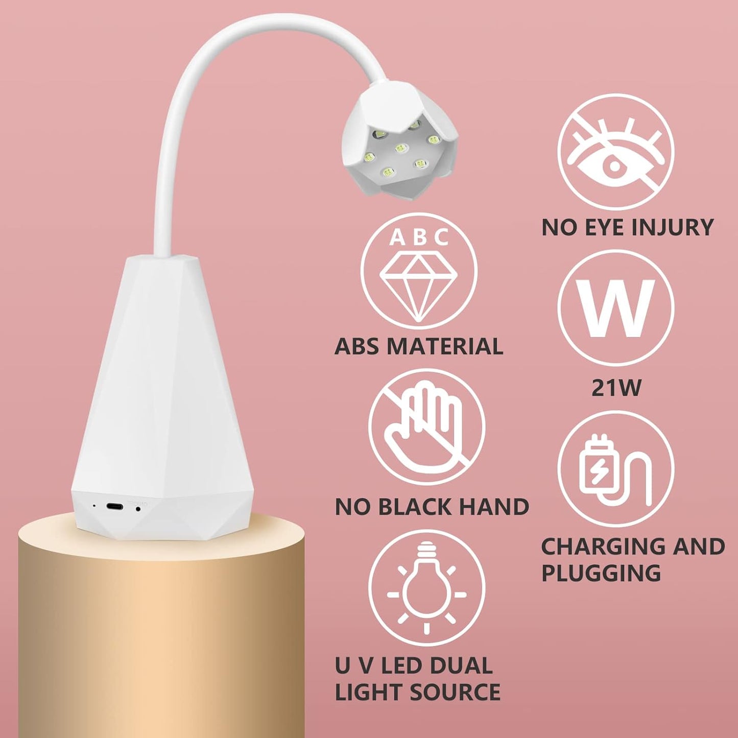 SAVILAND Portable LED Nail Lamp - 21W Gel Lamp, Mini U V Light, Nail Dryer for Polish Glue Gel Kit, Quick Dry Curing for Salon Home DIY Manicure
