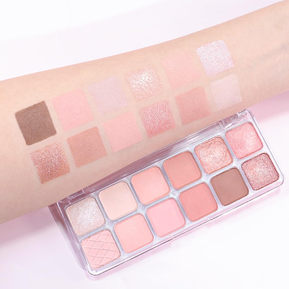 AMY'S DIARY 12Color Light Pink Purple Eyeshadow Palette, Long-Lasting, and Highly Pigmented. Elevate Your Eye Makeup– Unleash Your Unique Style (07#)