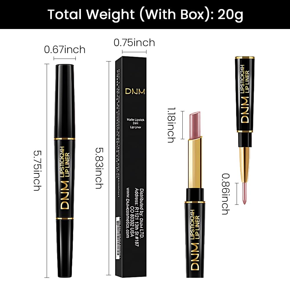 evpct 1Pcs Nude Brown Metallic Shine Shimmer Lip Liner and Lipstick Combo Set Kit for Women, Lightweight Hydrating Formula High Impact Full Coverage Lipstick and Lip Liner Makeup Gloss, 18#
