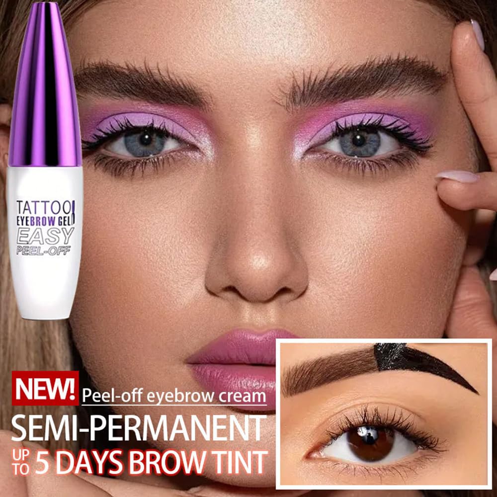 2Pcs Dark Brown Peel Off Brow Tint Gel - Waterproof & Sweatproof Tattoo Effect, Transfer-Resistant Multi-Day Wear, All Skin Types Mother’s Day Gift Set