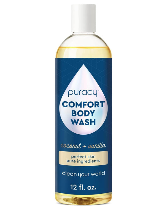 Puracy Body Wash, Natural Body Wash, 98.6% Pure Plant Ingredients, Moisturizing Shower Gel for Women Men Kids, Body Soap for Dry Sensitive Skin. Gently Scented with Coconut & Vanilla 12 Oz