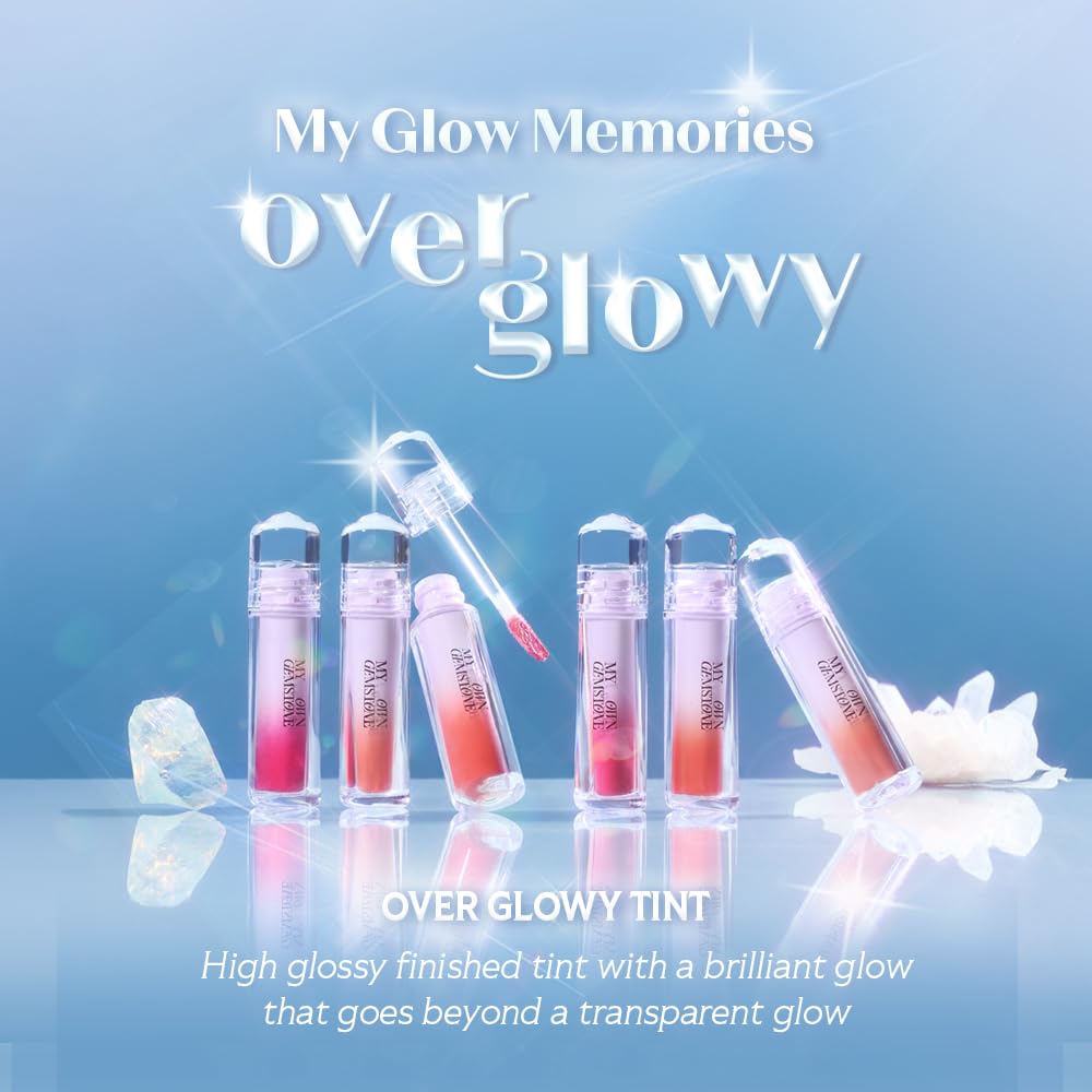 ETUDE Over Glowy Lip Stain Tint #15 Garnet of Truth | Non-Sticky Vegan Lip Tint | Moisturized & Long-lasting Lip Gloss | Daily Tint for Dry Lips, Korean Makeup