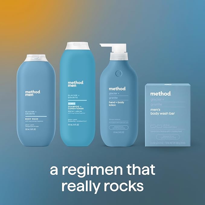 Method Men Body Wash, Glacier and Granite, Paraben and Phthalate Free, Quick-Lathering Cleansers, Cruelty Free, 18 oz (Pack of 3)