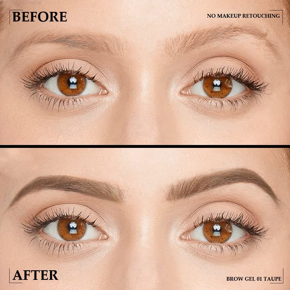 Tinted Thickening Brow Mascara,Brow Fast Sculpt,Waterproof, Transfer-proof, Brush to Fill in Eyebrows and Cover Gray Hairs - Cruelty Free - Light Medium Brown (2pcs 01 Taupe)