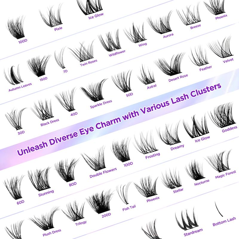 Lash Extension Kit DIY Lash Clusters Kit Eyelash Extensions Individual Lashes Extensions with (BondSeal,Tweezers,Remover,Astral+Feather,8-16mm)