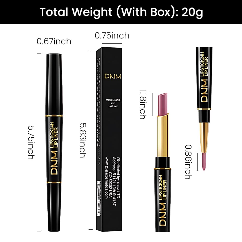 evpct 1Pcs Light Plum Rose Matte Lip Liner and Lipstick Combo Set Kit for Women, Magic Neutral Lipsticks 24 Hours Original Lipstick and Lips Liner Pencil Stain Makeup Long Lasting Waterproof, 24#
