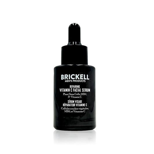 Brickell Men's Anti Aging Vitamin C Serum For Face, Repairing Night Facial Serum for Men, Natural and Organic Hyaluronic Acid Serum For Face to Diminish Wrinkles and Reduce Redness, 1 Ounce, Scented
