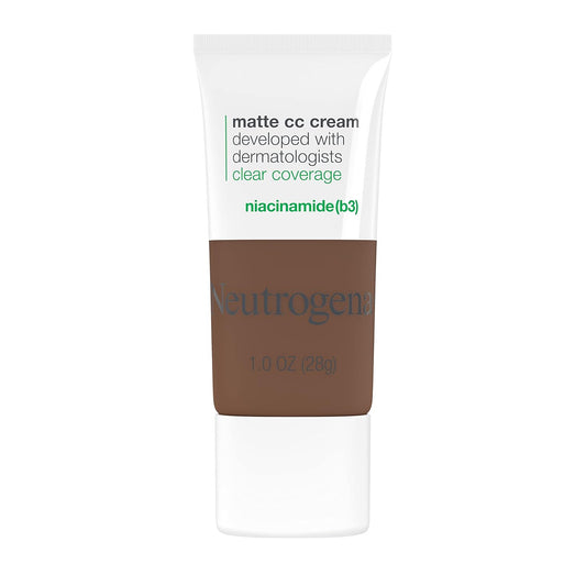 Neutrogena Clear Coverage Flawless Matte CC Cream, Full-Coverage Color Correcting Cream Face Makeup with Niacinamide (b3), Hypoallergenic, Oil Free & Fragrance Free, Truffle, 1 oz