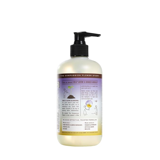 Mrs. MEYER'S Clean Day Liquid Hand Soap 4 Pack Variety, Lemon Verbena, Lavender, Basil, Compassion Flower, 12.5 OZ Each, 1 CT