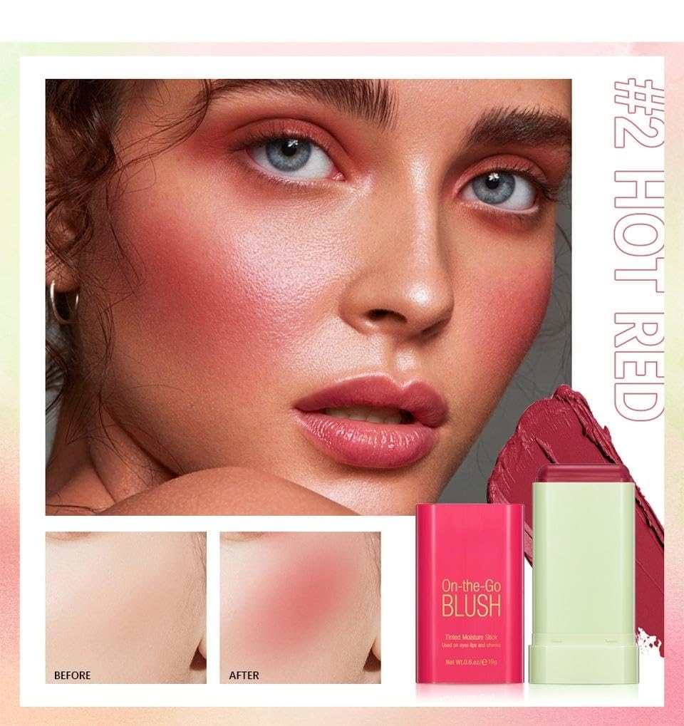 Blush Rare Beauty Liquid Blush Cream Blush Stick For Cheeks Natural Blendable Powder Blusher Stick On The Go Blush Brushes For Makeup Cheeks,Natural Waterproof, Long Lasting (red)