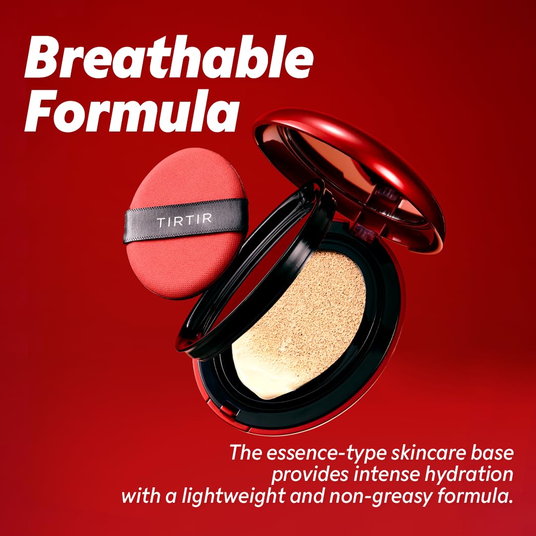TIRTIR Mask Fit Red Cushion Foundation | Full coverage, Weightless, Skin fit, Satin Glow Finish, Korean Makeup BB Foundation, beauty, Tattoo cover up, Buildable (#28N Oat, 0.63 Fl Oz)
