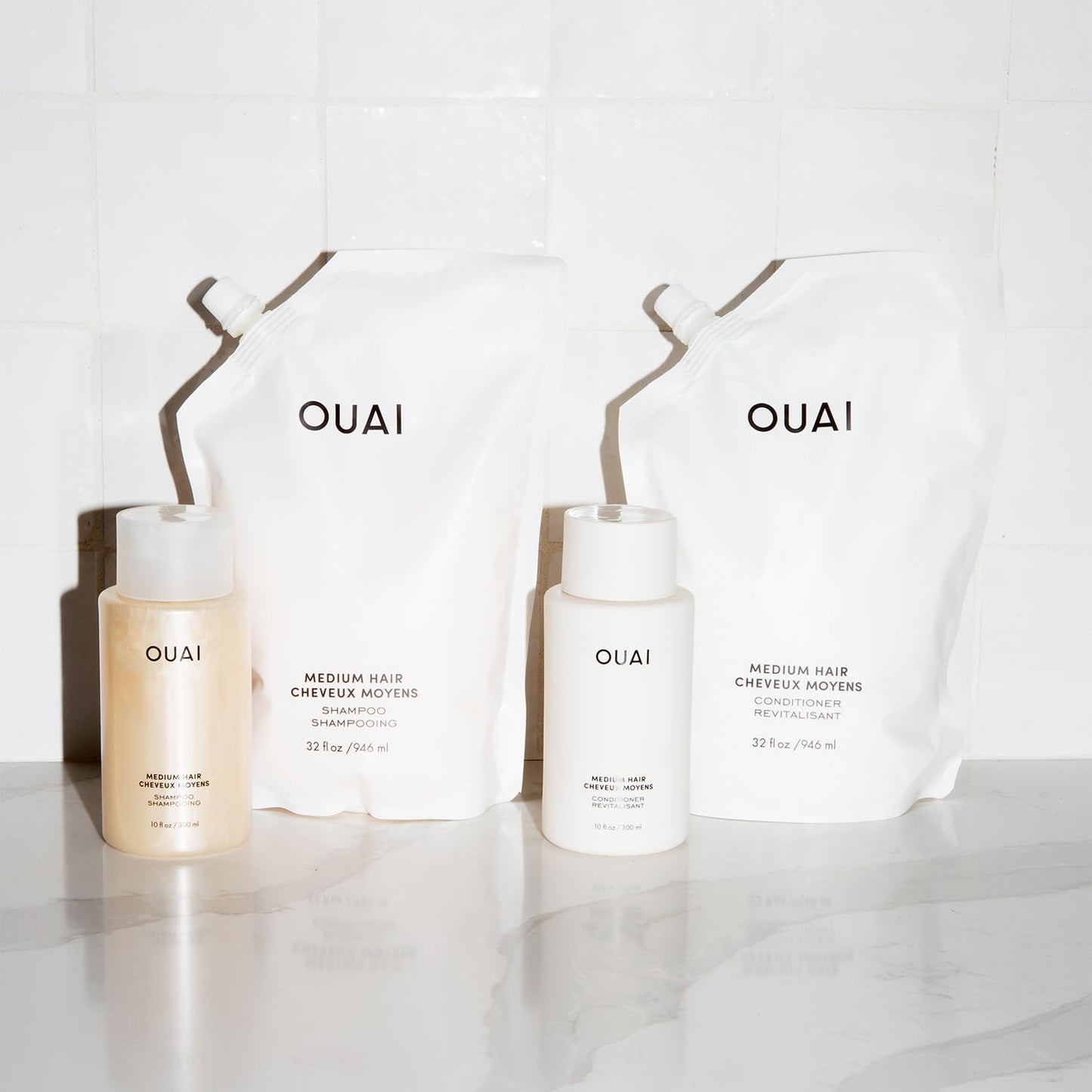 OUAI Medium Shampoo - Hydrating Shampoo with Coconut Oil, Babassu, Kumquat Extract and Keratin - Strengthens, Nourishes and Adds Shine - Paraben, Phthalate and Sulfate Free Hair Care Products (10 Oz)