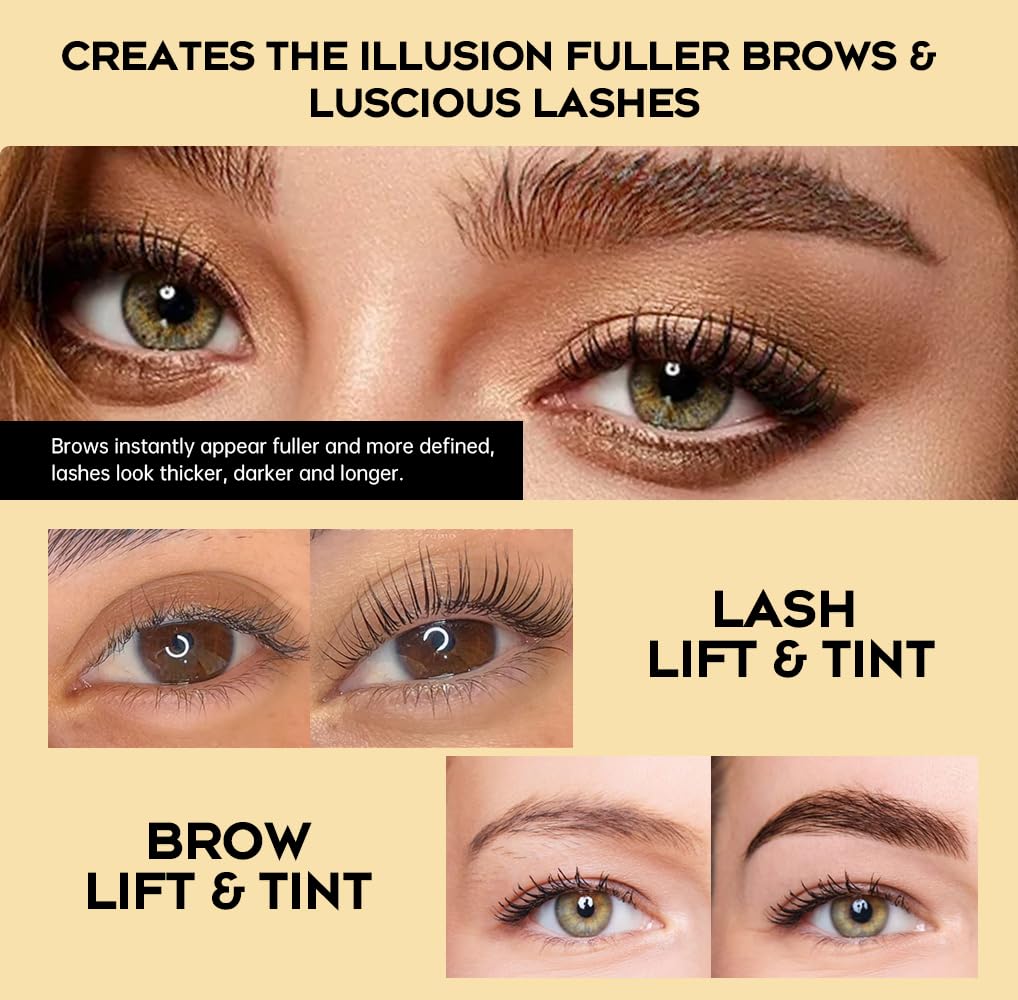 GOLLEE Lash Lift and Black Color Kit Brow Lamination Kit Black Eyelash & Eyebrow Set Eyelash Perm Kit With Detail Instruction and Complete Tools Easy For Beginner Achieve Salon-Quality at Home