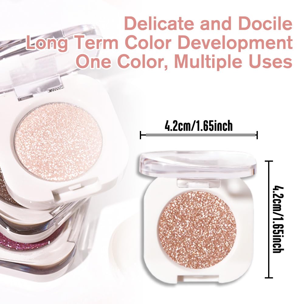 Light Brown Single Glitter Eyeshadow Makeup, Neutral Powde Eye Shadow for Women, Brown Shimmer Singles Eyeshadow Palette Pigmented Waterproof, sombras para ojos,Girls Monochrome Eyeshadows Gift