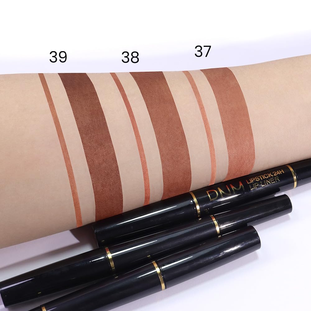 Kaely 2-in-1 Dark Deep Brown Matte Lip Liner & Lipstick Combo Set Kit for Women, Magic Neutral Lipstick 24 Hours Original Lips Liner Pencil Stain Gloss Makeup Long Lasting Waterproof 39