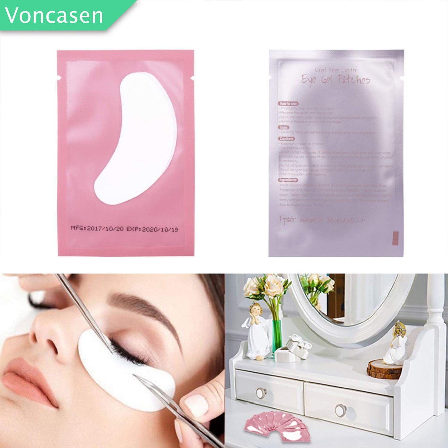 100 Pairs Set Gel pads for eyelash extensions, Comfy and Cool Under Eye Pads for Eyelash Extensions Eye Patches Beauty Tool
