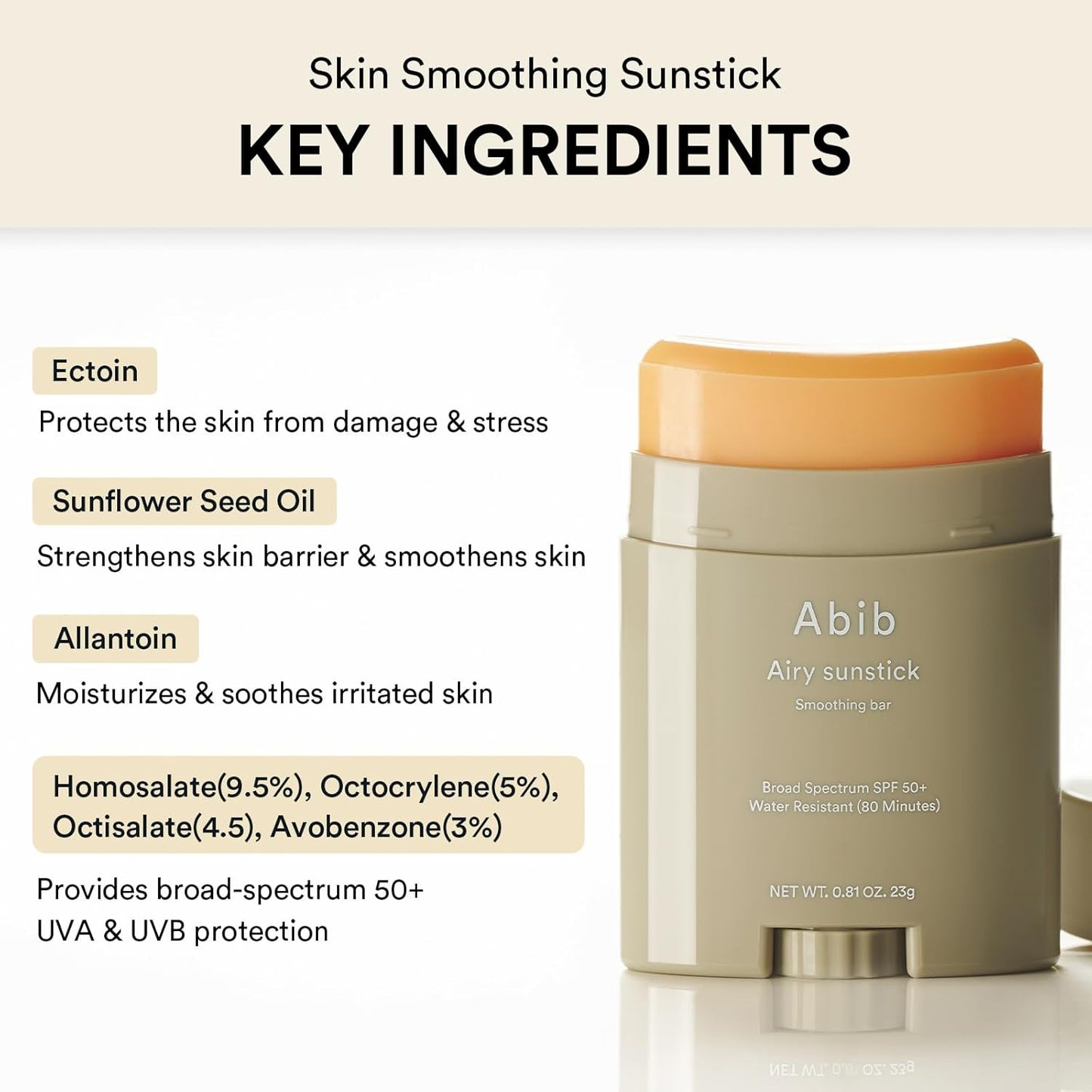 Abib Airy & Quick Sunstick DUO Broad Spectrum SPF50+ 1.58 oz / 45g (Semi-matte & Glowing) | Korean Suncreen Stick Suncare Sunblock, No Whitecast, Protector Solar Barra, Water resistant