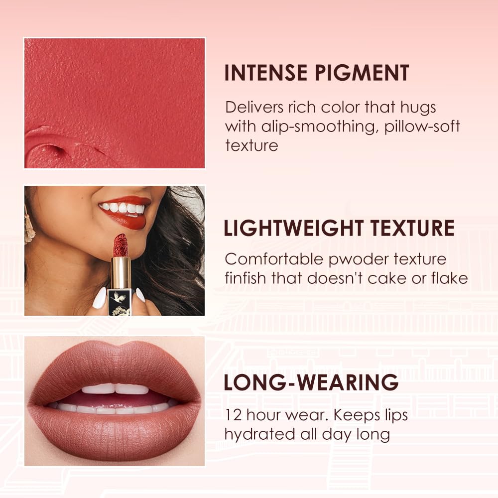 Catkin Moist Lipstick Hydrating High Impact Color Infused with Vitamin E and Avocado Oil Smooth Soft Texture Long Lasting Red Glow Finish 2pcs 05