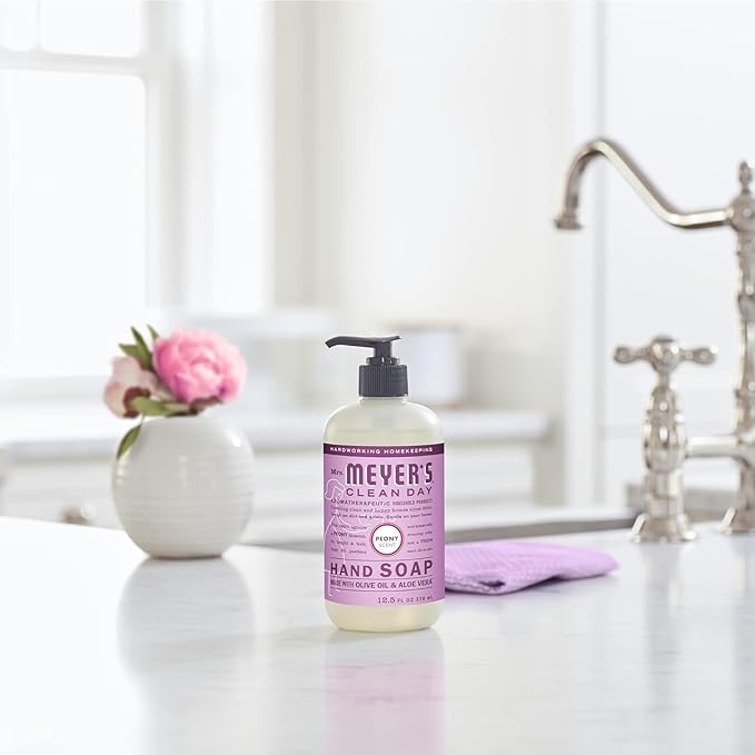 Mrs. MEYER'S CLEAN DAY Hand Soap, Made with Essential Oils, Peony, 12.5 fl. oz (Pack of 6)