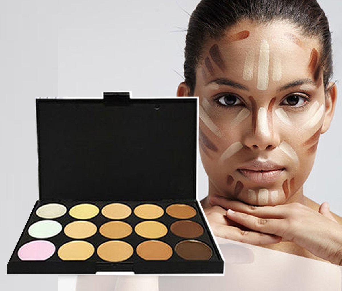 20pc White Eye And 15pc Contour Pallet Eye Makeup Brush Set