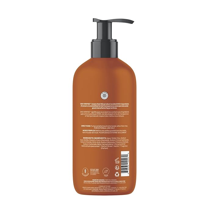 ATTITUDE Limited Edition Liquid Hand Soap, EWG Verified, Plant and Mineral-Based, Vegan Personal Care Products, Orange Cinnamon, 16 Fl Oz (Pack of 3)