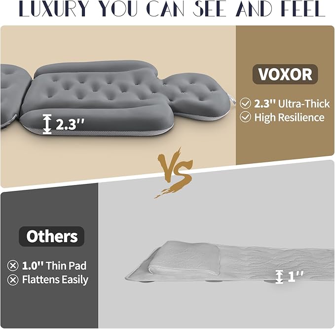 Full Body Bath Pillow for Bathtub, Thick Bathtub Cushion, Luxury Tub Pillow for Bath for Headrest Neck and Back Support Gray 56" x 16"