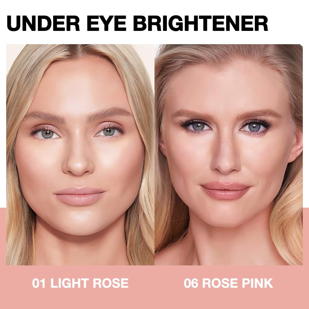evpct 2Pcs under Eye Brightener, Nourishing Luminous under Eye Concealer Color Corrector for Dark Circles, Waterproof Naturactor Concealer Pot make up for face Eye Ring corrector de ojeras, 01# & 06#