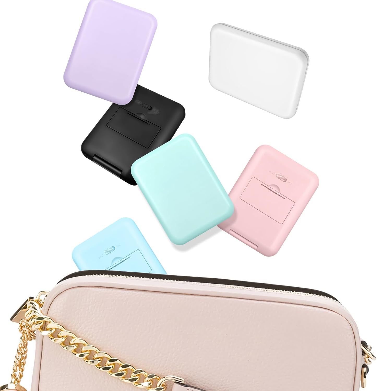 Compact Mirror, 1X/3X Magnification LED Pocket Mirror with Nternal BIattery, Mini Mirror for Purse, Pocket,Travel and Present (White)