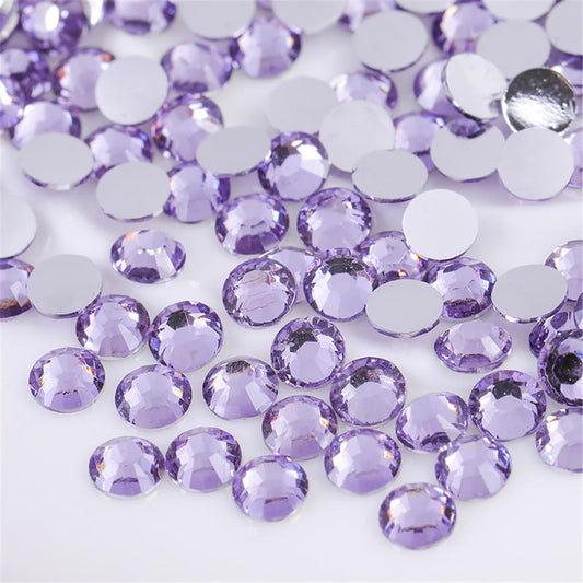 500 Pieces SS30 6mm Flatback Rhinestones Clear Glass Round Gems Crystals for Nail Art DIY Crafts Clothes Shoes Bags （Light Purple）