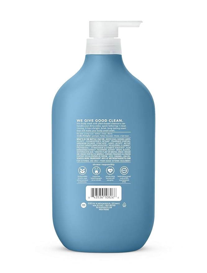 Method Men Body Wash, Glacier and Granite, Paraben and Phthalate Free, Quick-Lathering Cleansers, Cruelty Free, 28 oz
