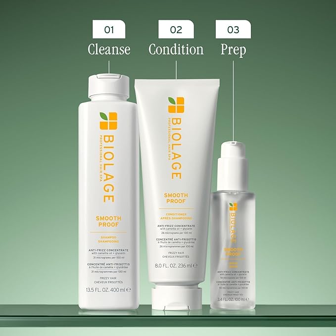Biolage Smooth Proof Shampoo - Gently Cleanses and Adds Shine,Nourishes,Moisturizes & Tames Frizz,For All Frizzy Hair Types,With Camellia Oil & Glycerin,Vegan-& Paraben-Free,33.8 Fl Oz,(Pack of 2)