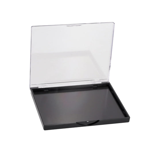 Magnetic Makeup Palette with Clear Top, Empty Eyeshadow Storage Box with 40Pcs Adhesive Metal Stickers for DIY Cosmetics Bronzer Highlights Powder (Small Palette - 4.8" x 4")
