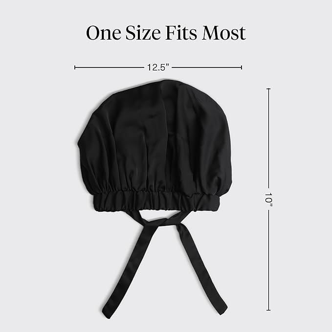 Kitsch XL Satin Bonnet for Sleeping - Softer Than Silk Bonnet For Sleeping Women - Secure Fit, Adjustable, Night Cap For Curly & Textured Hair - Prevents Breakage, Tangles & Thinning - Black