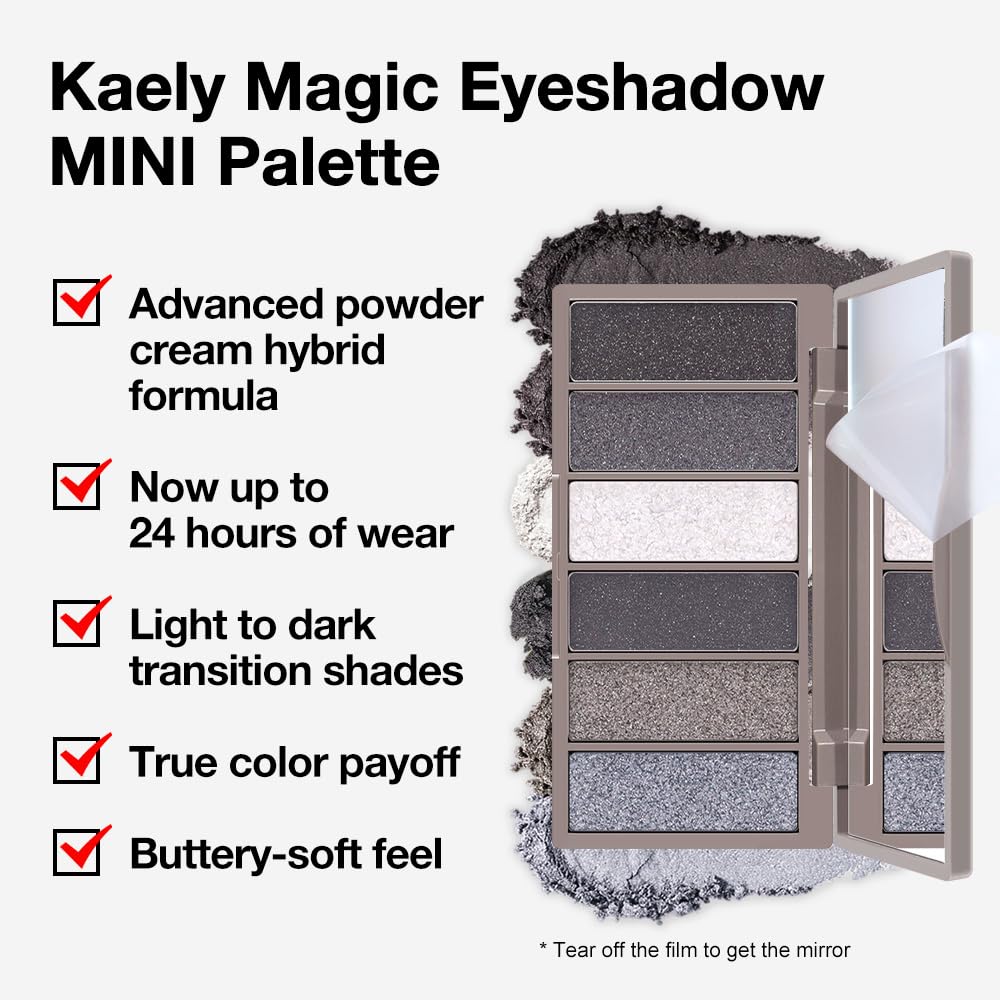 evpct 6 Colors Smokey Grey Eyeshadow Palette, Black Smoky Gray White Silver Taupe Glitter Sparkle Shimmer Matte High Pigment Mini Travel Eye shadow Palette Makeup for older Women, Long Lasting