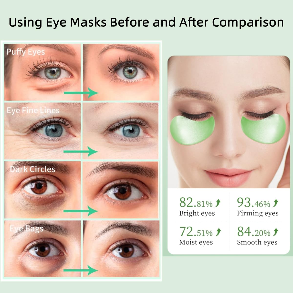 Eye Mask 60 Pcs, Under Eye Patches for Dark Circles and Puffiness, Lighten Fine Lines and Eye Bags,Water Replenishing Eye Treatment Mask (Aloe Vera Eye Mask)