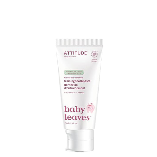 Attitude Baby and Child Fluoride-Free Training Toothpaste, Naturally Derived Ingredients, Vegan, EWG Verified, Strawberry, 2.6 Oz