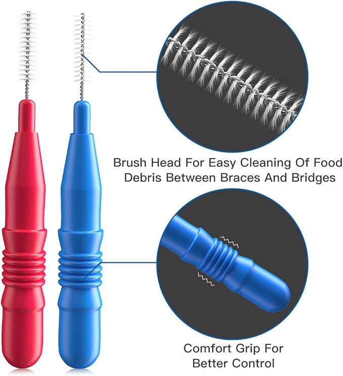 RAZOKO Interdental Brush, Flossing Head,Easy Use Tooth Cleaning Tool (88 Count)(2.5mm/3mm)